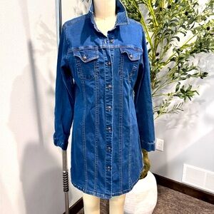 Button up denim shirt dress